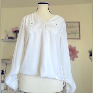 White House Black Market White Long Sleeve Blouse - Size 2